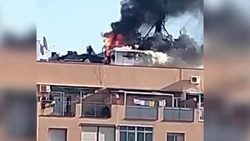 Captura del vídeo que mostra un instant de l'incendi