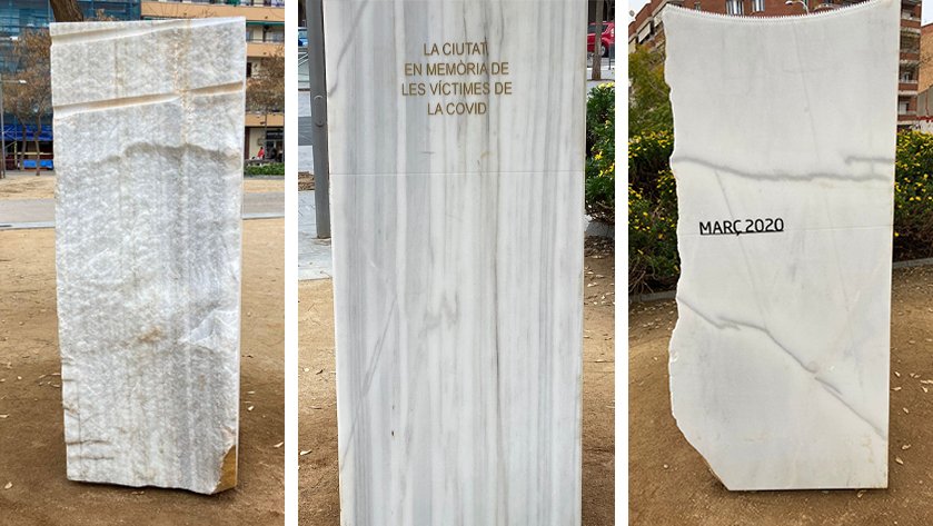 Escultura de Fernando Domínguez instal·lada a la plaça Catalunya en record a les víctimes de la covid.
