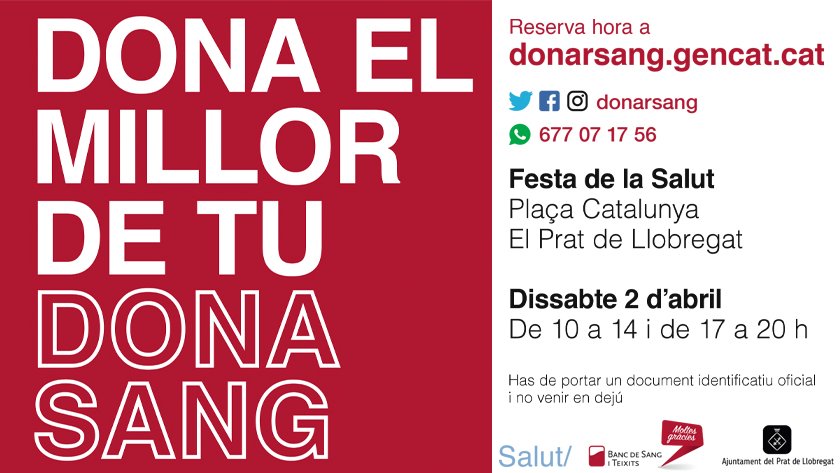 Campanya de donació del sang del dia 2 d'abril, al Prat