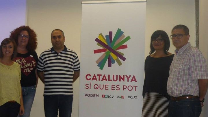 Membres de Podem i ICV-EuiA a l'any 2015 durant la confluència electoral Catalunya Sí Que Es Pot. Per primera vegada sumaran en uns comicis locals.