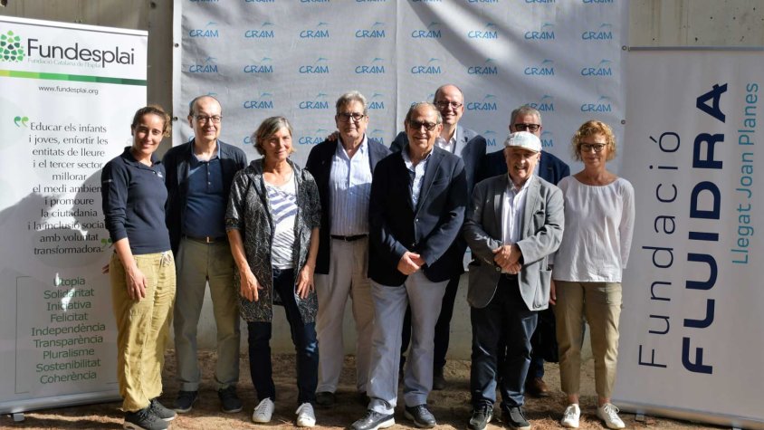 Joan Planes Vila, de Fundació Fluidra, Josep Gassó i Carles Castells, de Fundesplai, Josep Lluís Pal i Anna Romeu, de la Fundació CRAM.
