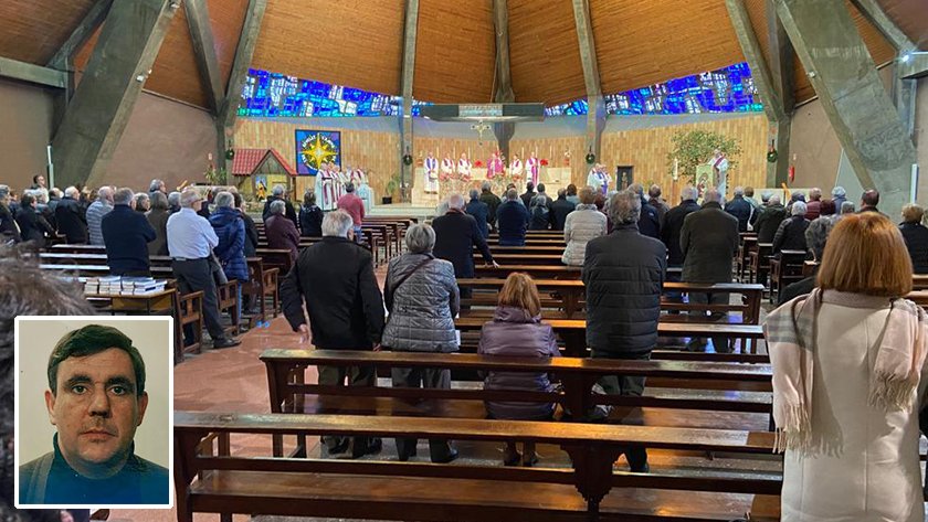 Missa funeral pel sacerdot pratenc Josep Maria Fabró Gibert a l'església de Sant Pere i Sant Pau del Prat