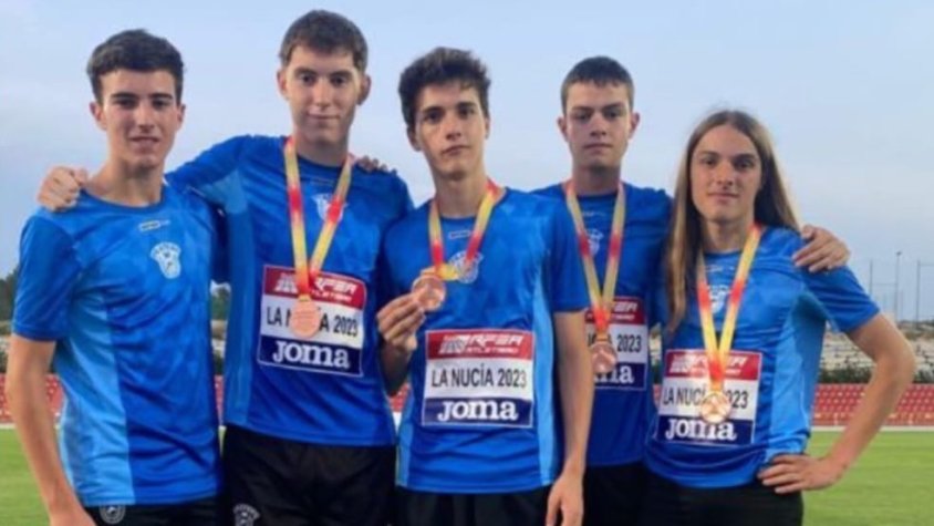 El relleu 4x100 del Pratenc AA, bronze al Campionat d'Espanya (Foto:FCA)