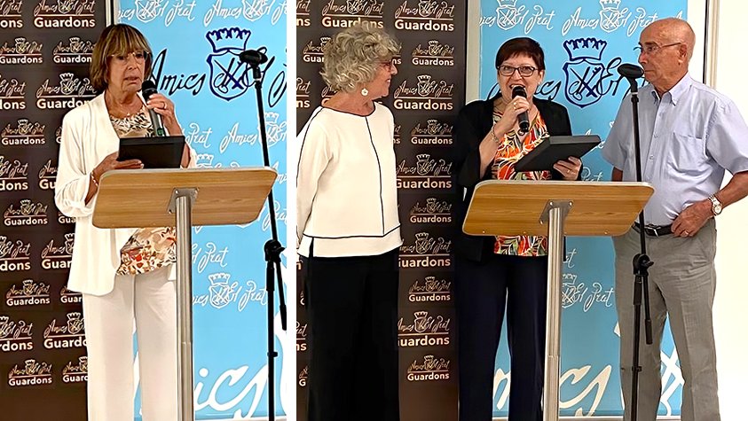 A l'esquerra, Maria Rosa Blanco. A la dreta, Encarna Villa i Plácido Pretel, acompanyats per Glòria Vilà Paretes