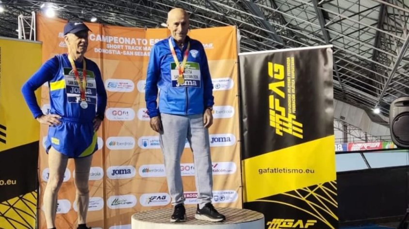 A la dreta, Albert Pedrero plusmarquista i campió d'Espanya dels 60 mll a M80