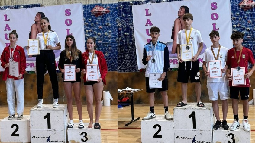 Nora El Harche (a l'esquerra) i Juan Montalban (a la dreta), al més alt dels podis, van ser els guanyadors de l'Open de Basauri