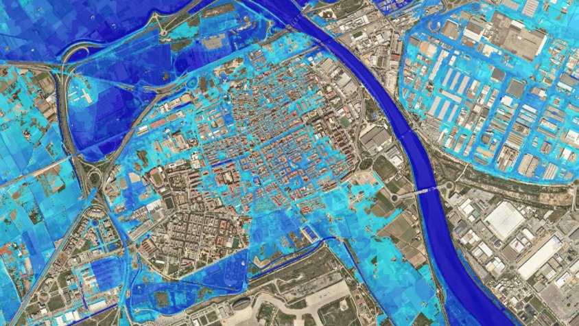 El mapa de Protecció Civil d'afectacions al Prat en cas d'avinguda amb períodes de retorn de 500 anys