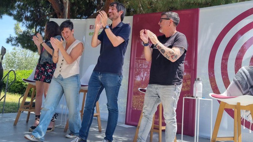 D'esquerre a dreta: Silvia López, Alba Bou, Ernest Urtasun i Lluís Mijoler